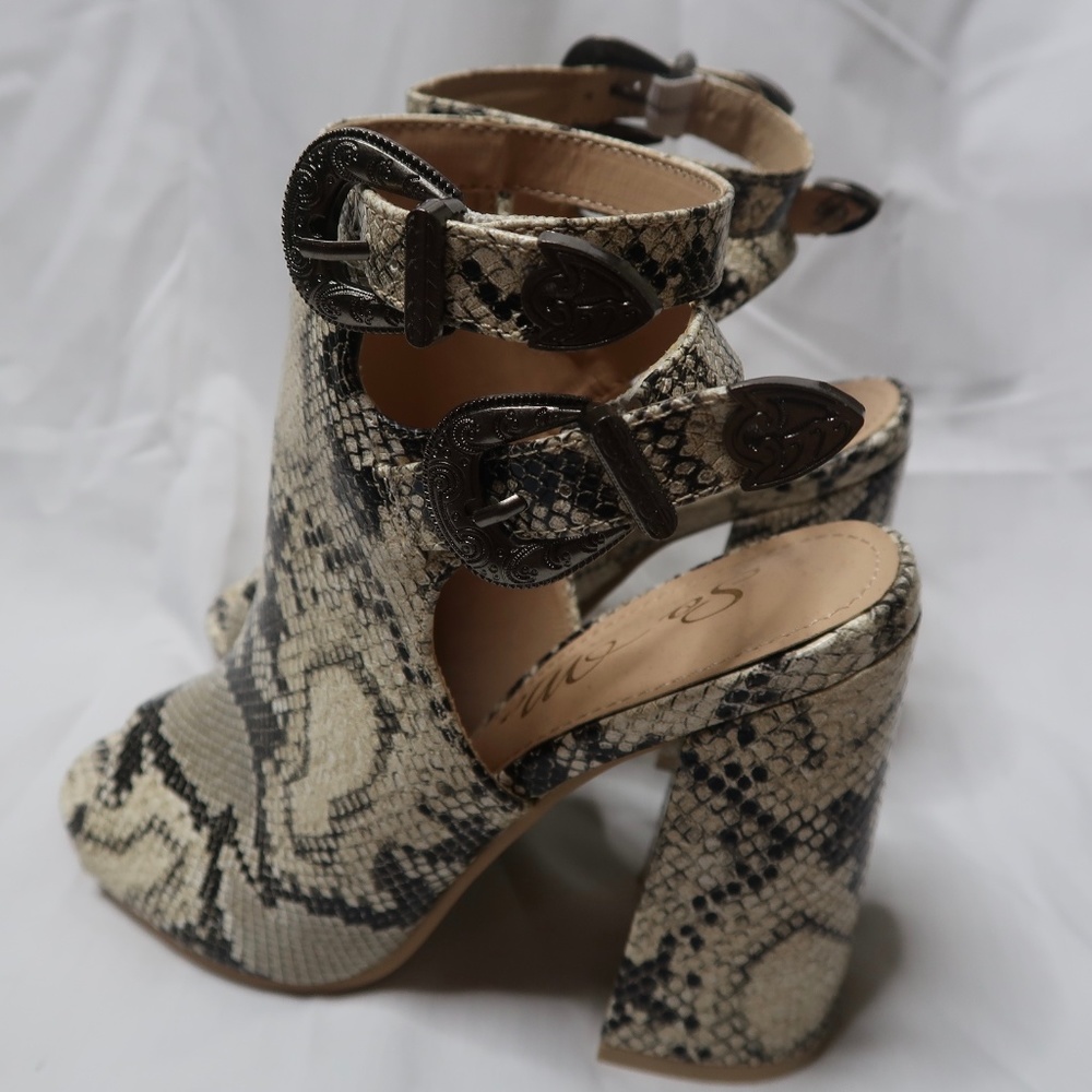 Snakeskin Peep-toe Booties